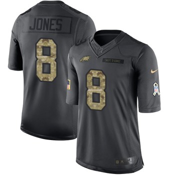 Eagles #8 Donnie Jones Black Men's Stitched NFL Limited 2016 Salute To Service Jersey