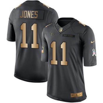 Falcons #11 Julio Jones Black Men's Stitched NFL Limited Gold Salute To Service Jersey Falcons #11 Julio Jones Black Men's Stitched NFL Limited Gold Salute To Service Jersey