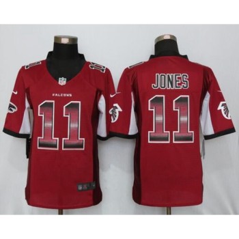 Falcons #11 Julio Jones Red Team Color Men's Stitched NFL Limited Strobe Jersey
