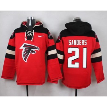 Falcons #21 Deion Sanders Red Player Pullover NFL Hoodie Falcons #21 Deion Sanders Red Player Pullover NFL Hoodie