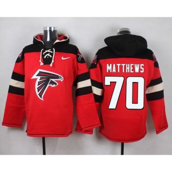 Falcons #70 Jake Matthews Red Player Pullover NFL Hoodie Falcons #70 Jake Matthews Red Player Pullover NFL Hoodie