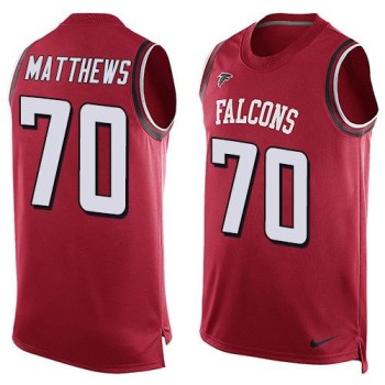 Falcons #70 Jake Matthews Red Team Color Men's Stitched NFL Limited Tank Top Jersey Falcons #70 Jake Matthews Red Team Color Men's Stitched NFL Limited Tank Top Jersey