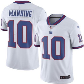 Giants #10 Eli Manning White Men's Stitched NFL Limited Rush Jersey