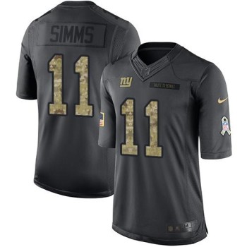 Giants #11 Phil Simms Black Men's Stitched NFL Limited 2016 Salute to Service Jersey