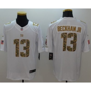 Giants #13 Odell Beckham Jr White Men's Stitched NFL Limited Salute to Service Jersey