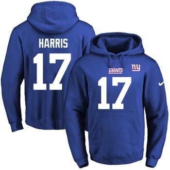 Giants #17 Dwayne Harris Royal Blue Name & Number Pullover NFL Hoodie