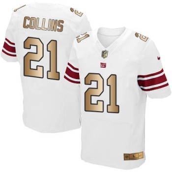 Giants #21 Landon Collins White Men's Stitched NFL Elite Gold Jersey