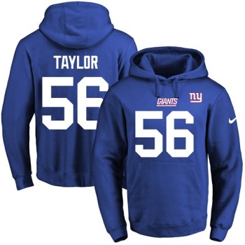 Giants #56 Lawrence Taylor Royal Blue Name & Number Pullover NFL Hoodie