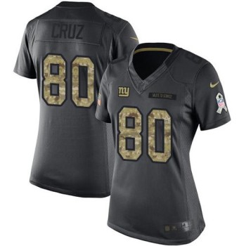 Giants #80 Victor Cruz Black Women's Stitched NFL Limited 2016 Salute to Service Jersey