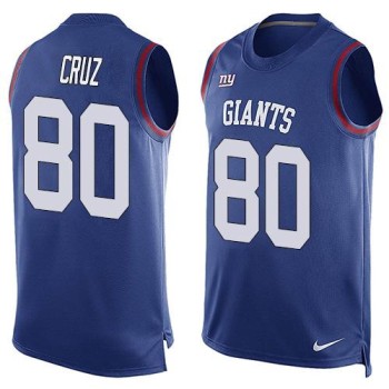 Giants #80 Victor Cruz Royal Blue Team Color Men's Stitched NFL Limited Tank Top Jersey