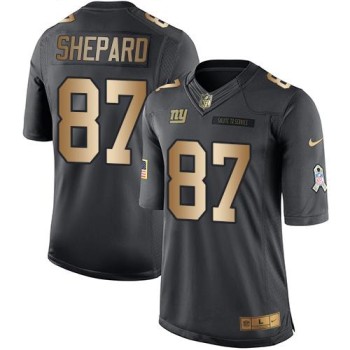 Giants #87 Sterling Shepard Black Men's Stitched NFL Limited Gold Salute To Service Jersey