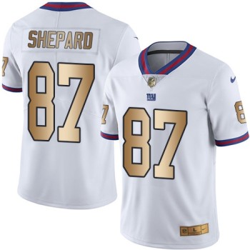 Giants #87 Sterling Shepard White Men's Stitched NFL Limited Gold Rush Jersey