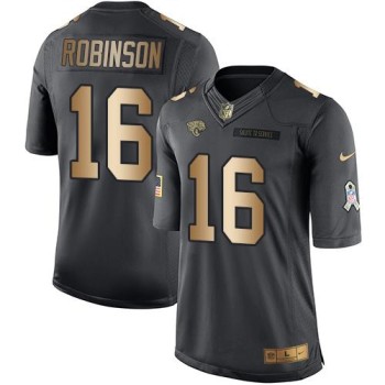 Jaguars #16 Denard Robinson Black Men's Stitched NFL Limited Gold Salute To Service Jersey