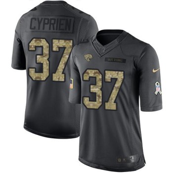 Jaguars #37 John Cyprien Black Men's Stitched NFL Limited 2016 Salute To Service Jersey