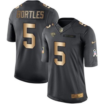 Jaguars #5 Blake Bortles Black Men's Stitched NFL Limited Gold Salute To Service Jersey