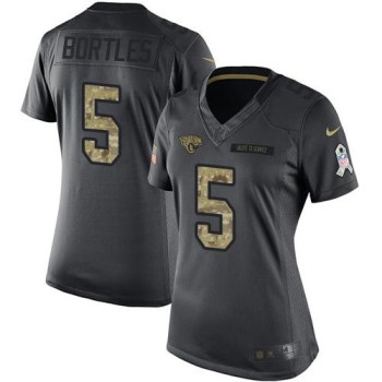 Jaguars #5 Blake Bortles Black Women's Stitched NFL Limited 2016 Salute to Service Jersey Jaguars #5 Blake Bortles Black Women's Stitched NFL Limited 2016 Salute to Service Jersey