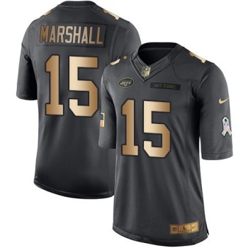 Jets #15 Brandon Marshall Black Men's Stitched NFL Limited Gold Salute To Service Jersey Jets #15 Brandon Marshall Black Men's Stitched NFL Limited Gold Salute To Service Jersey