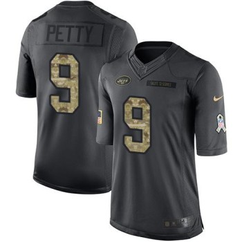 Jets #9 Bryce Petty Black Men's Stitched NFL Limited 2016 Salute to Service Jersey Jets #9 Bryce Petty Black Men's Stitched NFL Limited 2016 Salute to Service Jersey