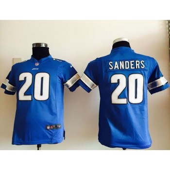 Lions #20 Barry Sanders Light Blue Team Color Youth Stitched NFL Elite Jersey