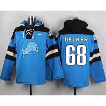 Lions #68 Taylor Decker Blue Player Pullover NFL Hoodie Lions #68 Taylor Decker Blue Player Pullover NFL Hoodie
