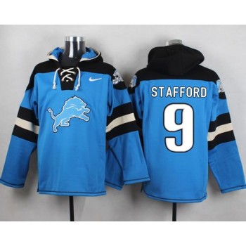 Lions #9 Matthew Stafford Blue Player Pullover NFL Hoodie