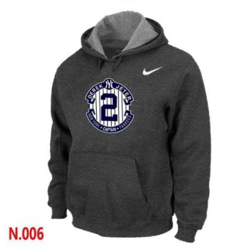 New York Yankees #2 Derek Jeter Official Final Season Commemorative Logo Pullover Hoodie Dark Grey New York Yankees #2 Derek Jeter Official Final Season Commemorative Logo Pullover Hoodie Dark Grey