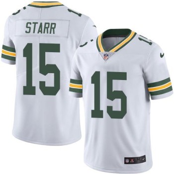 Packers #15 Bart Starr White Youth Stitched NFL Limited Rush Jersey