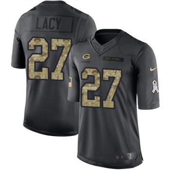 Packers #27 Eddie Lacy Black Men's Stitched NFL Limited 2016 Salute To Service Jersey
