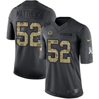 Packers #52 Clay Matthews Black Men's Stitched NFL Limited 2016 Salute To Service Jersey