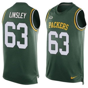 Packers #63 Corey Linsley Green Team Color Men's Stitched NFL Limited Tank Top Jersey Packers #63 Corey Linsley Green Team Color Men's Stitched NFL Limited Tank Top Jersey