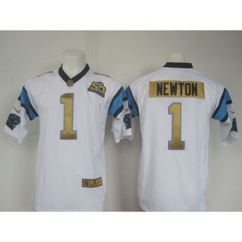 Panthers #1 Cam Newton White Super Bowl 50 Collection Men's Stitched NFL Elite Jersey Panthers #1 Cam Newton White Super Bowl 50 Collection Men's Stitched NFL Elite Jersey
