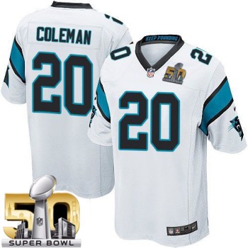 Panthers #20 Kurt Coleman White Super Bowl 50 Youth Stitched NFL Elite Jersey