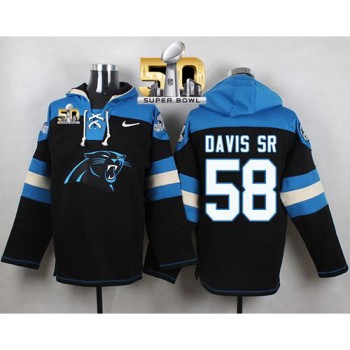 Panthers #58 Thomas Davis Sr Black Super Bowl 50 Player Pullover NFL Hoodie
