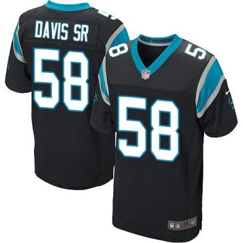 Panthers #58 Thomas Davis Sr Black Team Color Men's Stitched NFL Elite Jersey