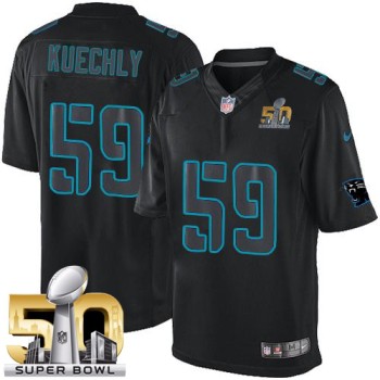 Panthers #59 Luke Kuechly Black Super Bowl 50 Men's Stitched NFL Impact Limited Jersey