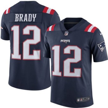 Patriots #12 Tom Brady Navy Blue Men's Stitched NFL Limited Rush Jersey