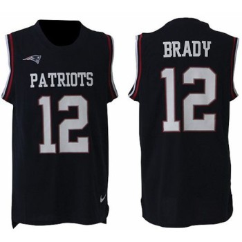 Patriots #12 Tom Brady Navy Blue Team Color Men's Stitched NFL Limited Tank Top Jersey