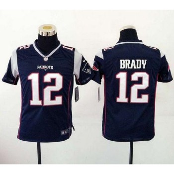 Patriots #12 Tom Brady Navy Blue Team Color Youth Stitched NFL New Elite Jersey