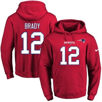 Patriots #12 Tom Brady Red Name & Number Pullover NFL Hoodie Patriots #12 Tom Brady Red Name & Number Pullover NFL Hoodie