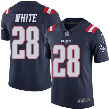 Patriots #28 James White Navy Blue Men's Stitched NFL Limited Rush Jersey