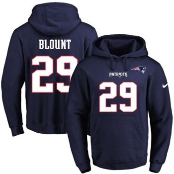 Patriots #29 LeGarrette Blount Navy Blue Name & Number Pullover NFL Hoodie