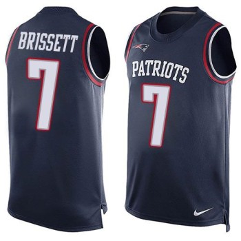Patriots #7 Jacoby Brissett Navy Blue Team Color Men's Stitched NFL Limited Tank Top Jersey