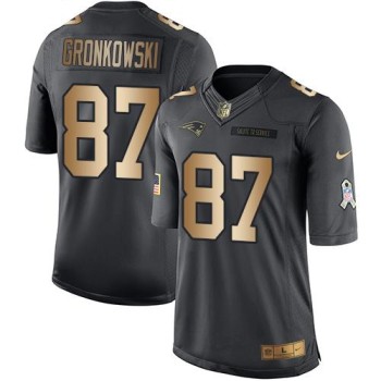 Patriots #87 Rob Gronkowski Black Men's Stitched NFL Limited Gold Salute To Service Jersey Patriots #87 Rob Gronkowski Black Men's Stitched NFL Limited Gold Salute To Service Jersey