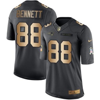 Patriots #88 Martellus Bennett Black Men's Stitched NFL Limited Gold Salute To Service Jersey Patriots #88 Martellus Bennett Black Men's Stitched NFL Limited Gold Salute To Service Jersey