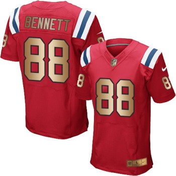 Patriots #88 Martellus Bennett Red Alternate Men's Stitched NFL Elite Gold Jersey Patriots #88 Martellus Bennett Red Alternate Men's Stitched NFL Elite Gold Jersey
