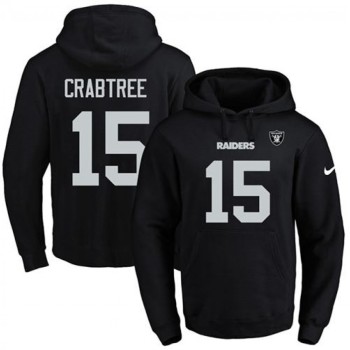Raiders #15 Michael Crabtree Black Name & Number Pullover NFL Hoodie
