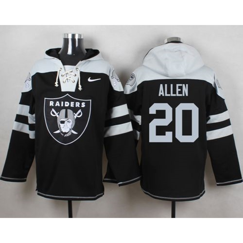 Raiders #20 Nate Allen Black Player Pullover NFL Hoodie