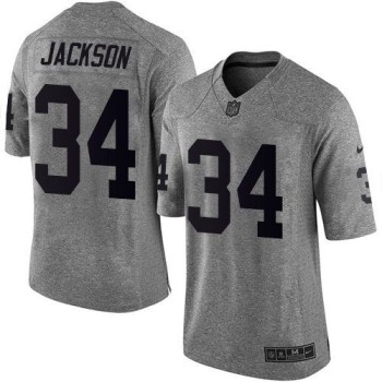Raiders #34 Bo Jackson Gray Men's Stitched NFL Limited Gridiron Gray Jersey Raiders #34 Bo Jackson Gray Men's Stitched NFL Limited Gridiron Gray Jersey