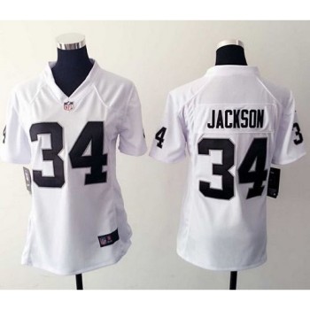 Raiders #34 Bo Jackson White Women's Stitched NFL Elite Jersey Raiders #34 Bo Jackson White Women's Stitched NFL Elite Jersey