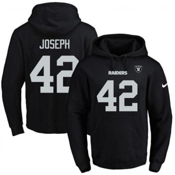 Raiders #42 Karl Joseph Black Name & Number Pullover NFL Hoodie